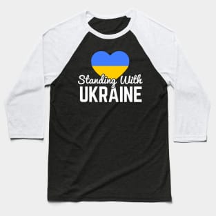 Standing With Ukraine, Ukrainian Flag Heart Baseball T-Shirt